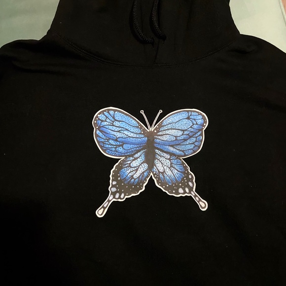 Urban Outfitters Tops Watercolor Blue Butterfly Hoodie Poshmark